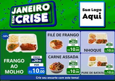 Modelo de Encarte para Encarte A4 Horizontal com o tema Janeiro Sem Crise para Restaurante