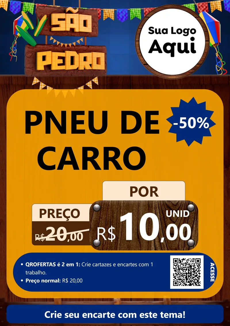 Modelo de Cartaz para Cartaz A4 Vertical com o tema São Pedro para Auto peças