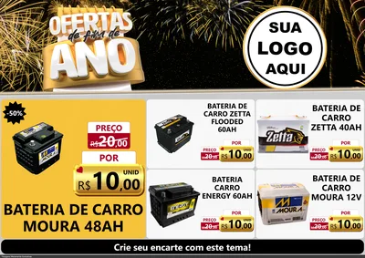 Modelo de Encarte para Encarte A4 Horizontal com o tema Ofertas de Fim de Ano para Baterias Elétricas