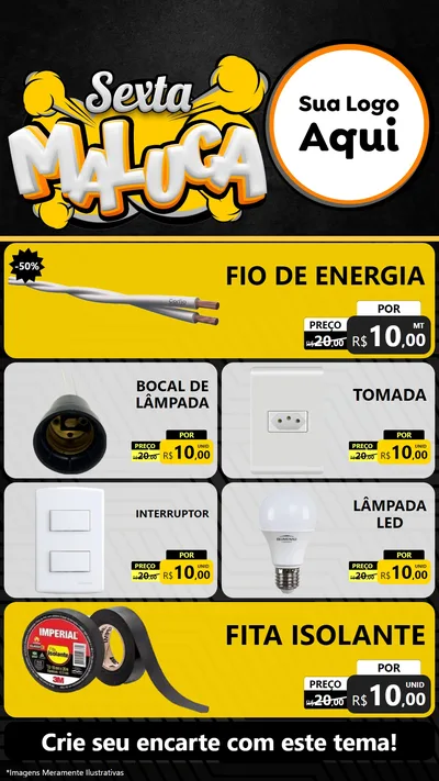 Modelo de TV para TV Vertical com o tema Sexta Maluca para Materiais Elétricos