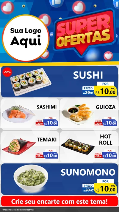 Modelo de TV para TV Vertical com o tema Super Ofertas para Comida japonesa