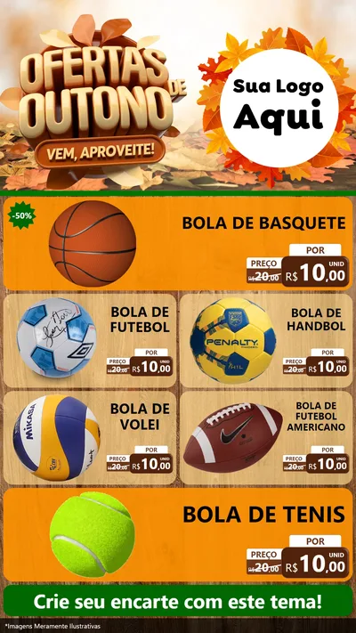 Modelo de TV para TV Vertical com o tema Ofertas de Outono - Vem, Aproveite! para Artigos Esportivos