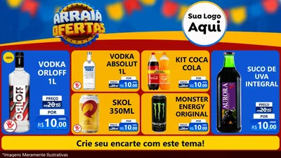 Modelo de TV para TV Horizontal com o tema Arraiá de Ofertas - Junina para Distribuidora de bebidas