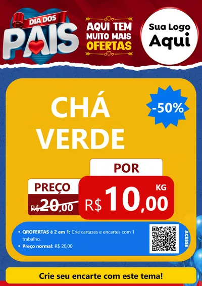 Modelo de Cartaz para Cartaz A4 Vertical com o tema Dia dos Pais para Produtos Naturais
