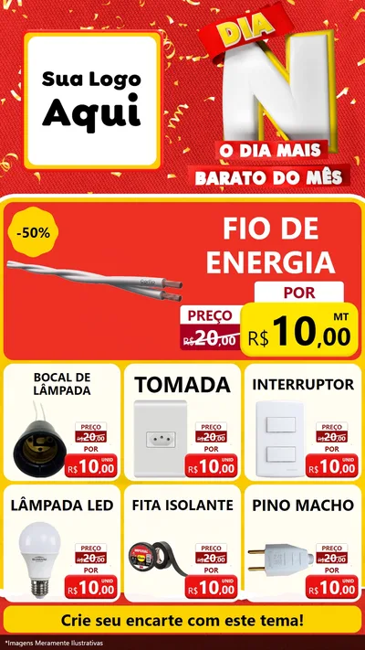 Modelo de Rede Social para Stories com o tema Dia N o Dia Mais Barato do Mês para Materiais Elétricos