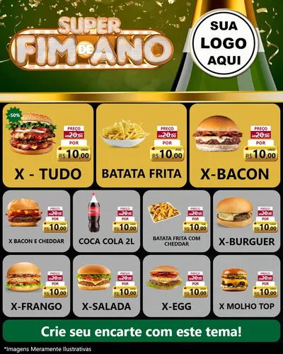 Modelo de Rede Social para Feed Instagram com o tema Super Fim de Ano para Hamburgueria
