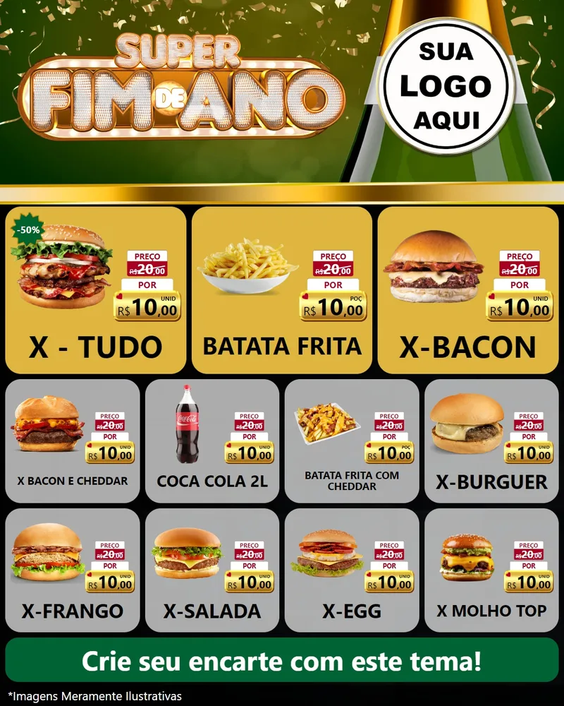 Modelo de Rede Social para Feed Instagram com o tema Super Fim de Ano para Hamburgueria