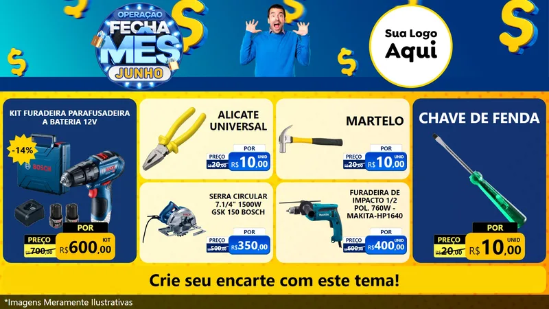 Modelo de TV para TV Horizontal com o tema Operação Fecha Mês, Junho para Maquinas e Ferramentas