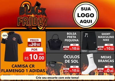 Modelo de Encarte para Encarte A4 Horizontal com o tema Black Friday para Roupas e acessórios