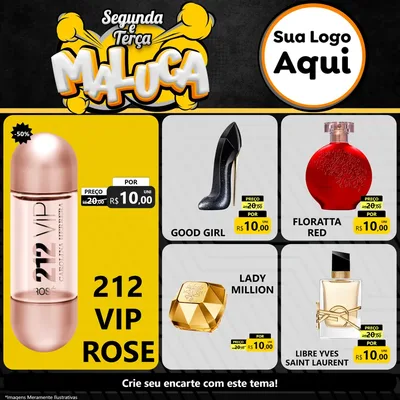 Modelo de Rede Social para Feed Facebook com o tema Segunda e Terça Maluca para Perfumes