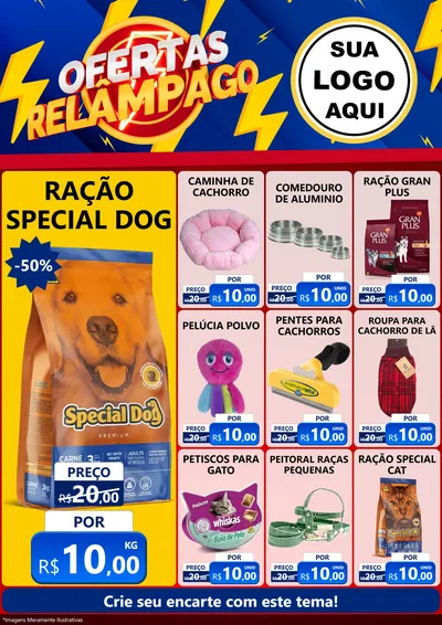Modelo de Encarte para Encarte A4 Vertical com o tema Ofertas Relâmpago para Pet Shop