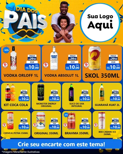 Modelo de Rede Social para Feed Instagram com o tema Dia dos Pais para Distribuidora de bebidas