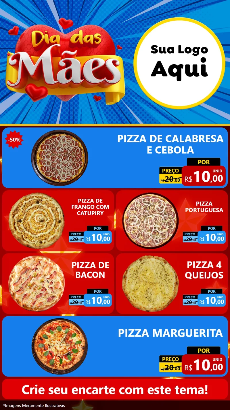 Modelo de TV para TV Vertical com o tema Dia das Mães para Pizzaria
