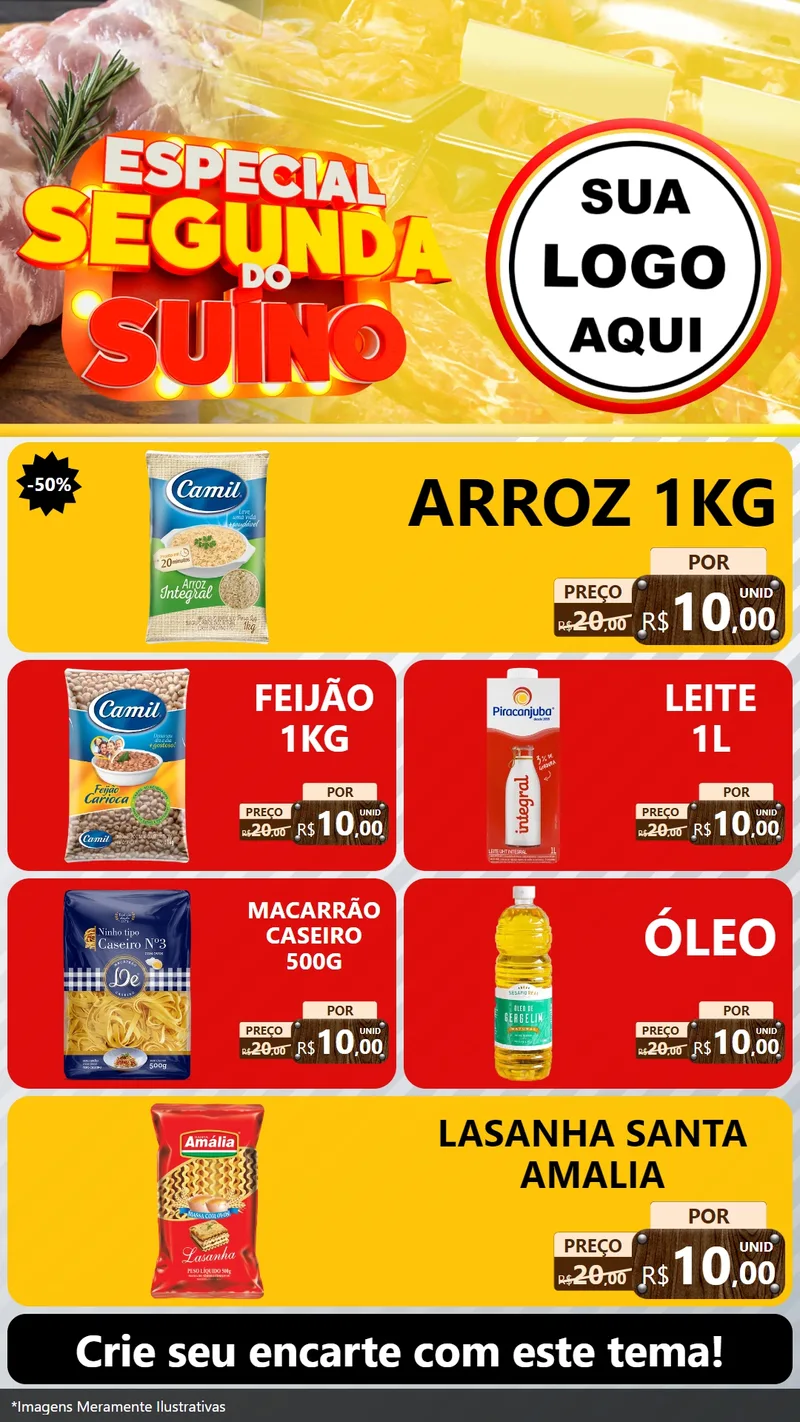 Modelo de TV para TV Vertical com o tema Especial Segunda do Suíno para Supermercado