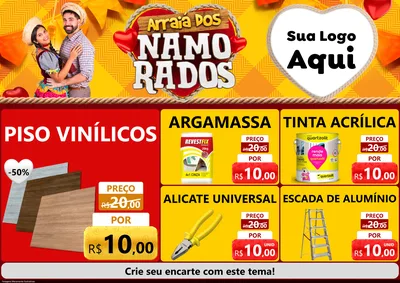 Modelo de Encarte para Encarte A4 Horizontal com o tema Arraiá dos Namorados para Material para Construção