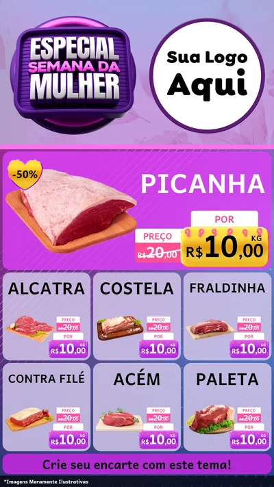 Modelo de Rede Social para Stories com o tema Especial Semana da Mulher para Açougue