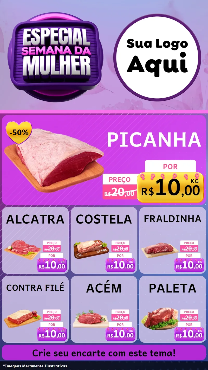 Modelo de Rede Social para Stories com o tema Especial Semana da Mulher para Açougue