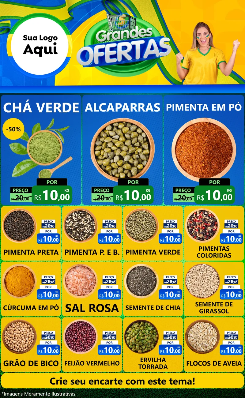 Modelo de Encarte para Encarte Grande com o tema Grandes Ofertas para Produtos Naturais