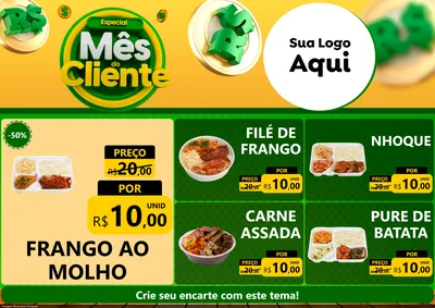 Modelo de Encarte para Encarte A4 Horizontal com o tema Especial Mês do Cliente para Restaurante