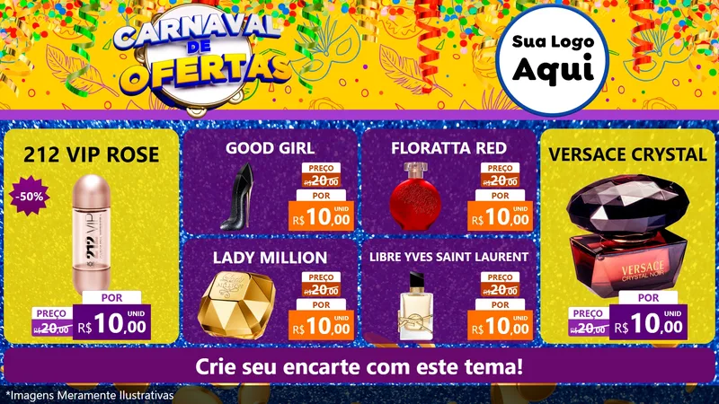 Modelo de TV para TV Horizontal com o tema Carnaval de Ofertas para Perfumes