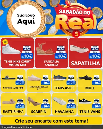 Modelo de Rede Social para Feed Instagram com o tema Sabadão do Real para Calçados