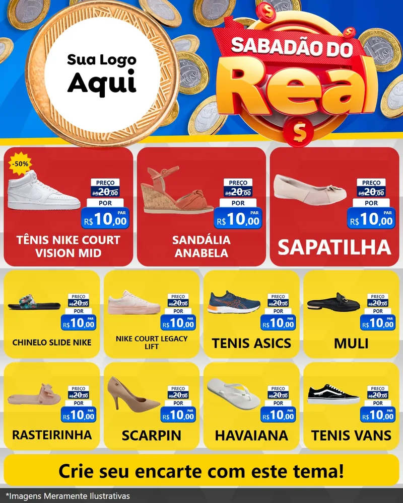 Modelo de Rede Social para Feed Instagram com o tema Sabadão do Real para Calçados