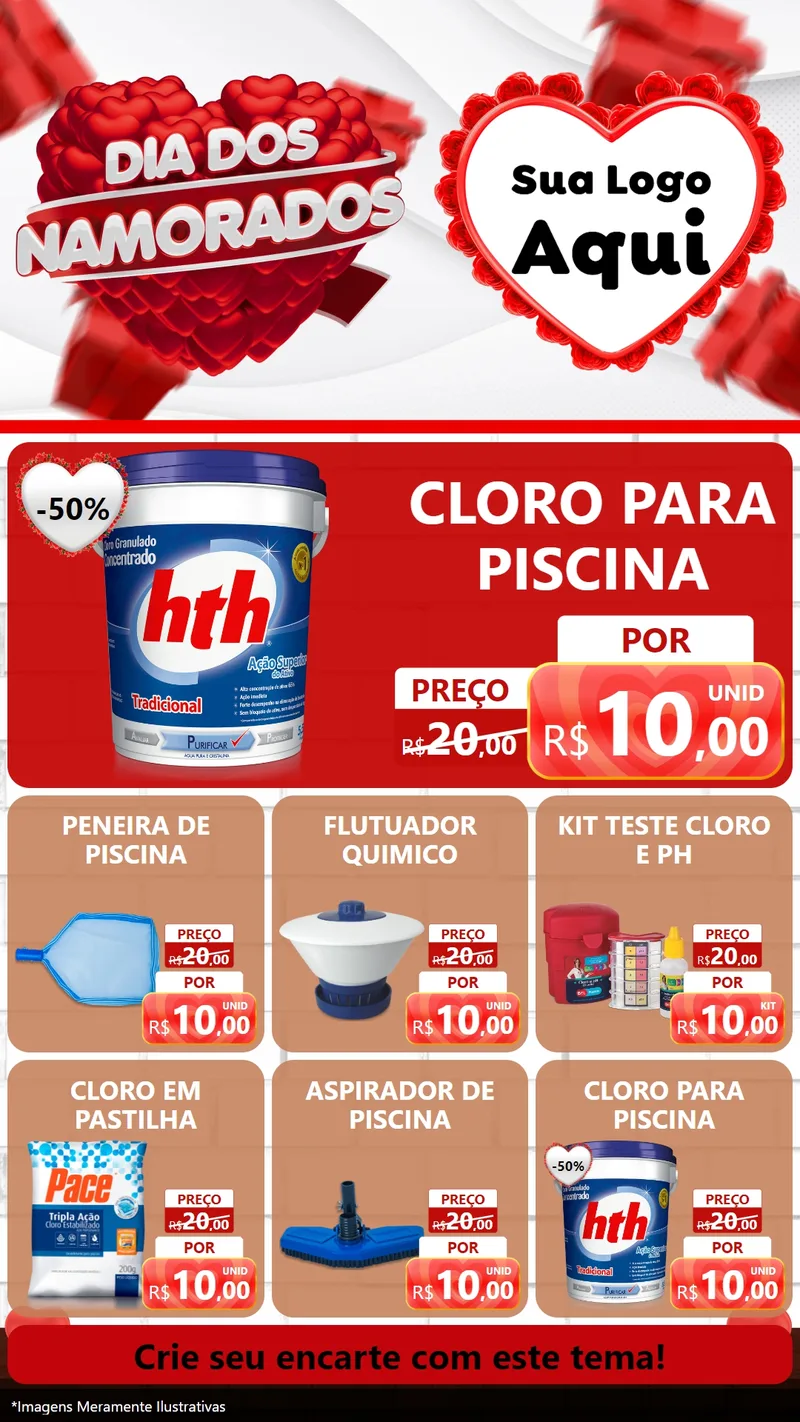 Modelo de Rede Social para Stories com o tema Dia dos Namorados para Produtos para Piscina