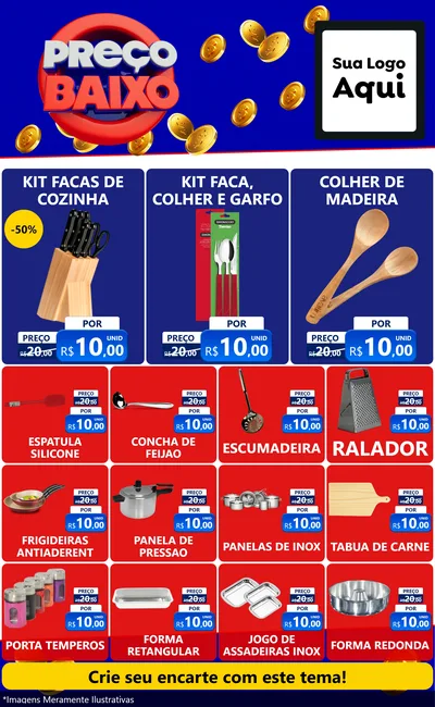 Modelo de Encarte para Encarte Grande com o tema Preço Baixo para Utilidades Domésticas