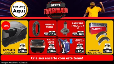 Modelo de TV para TV Horizontal com o tema Sexta Turbinada para Moto peças