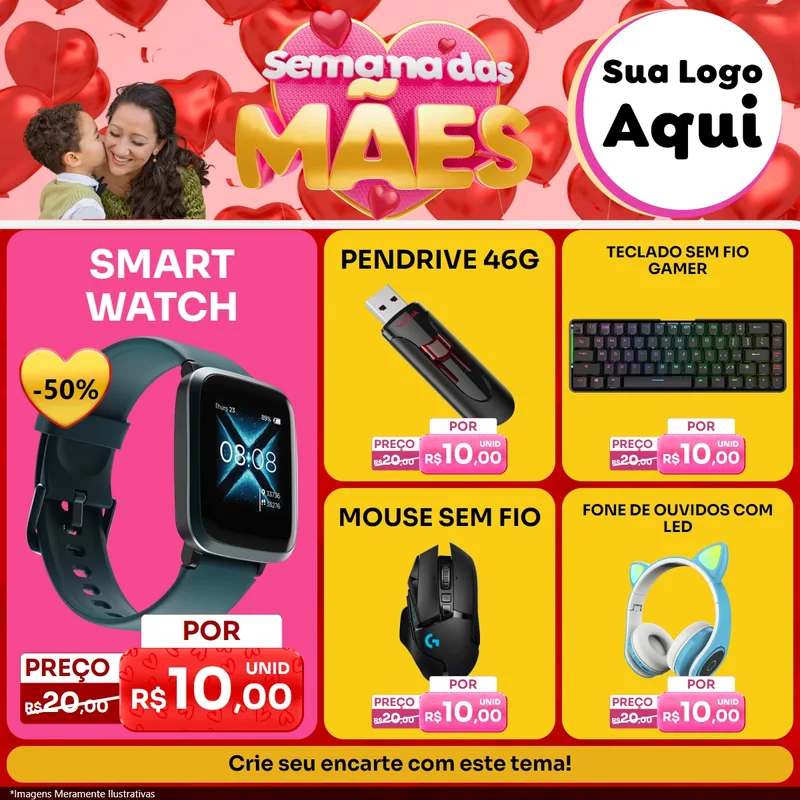 Modelo de Rede Social para Feed Facebook com o tema Semana Das Mães para Informática