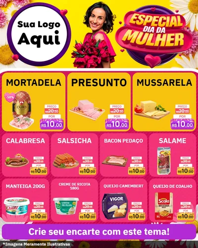 Modelo de Rede Social para Feed Instagram com o tema Especial Dia da Mulher para Frios e Laticínios