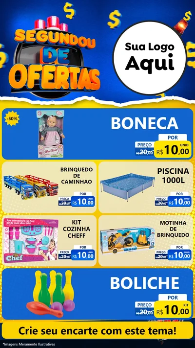 Modelo de TV para TV Vertical com o tema Segundou de Ofertas para Brinquedos