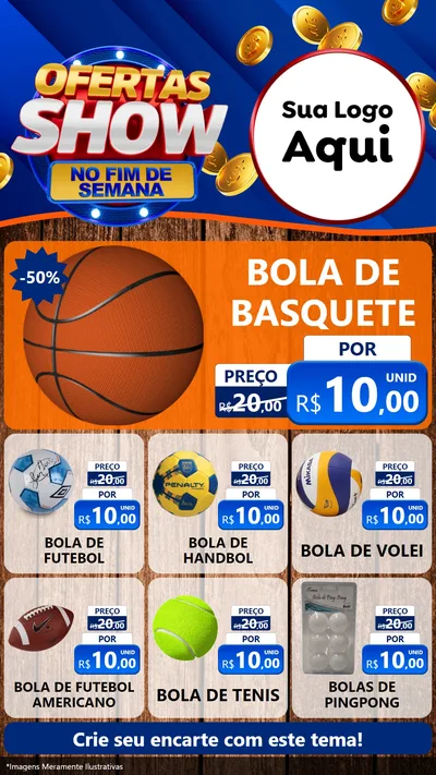 Modelo de Rede Social para Stories com o tema Ofertas Show No Fim De Semana para Artigos Esportivos