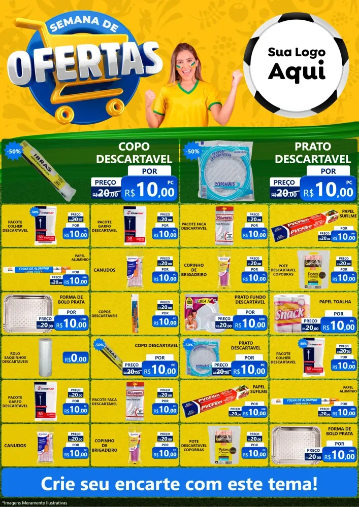 Modelo de Encarte para Encarte A4 Vertical com o tema Semana de Ofertas - Copa para Embalagens