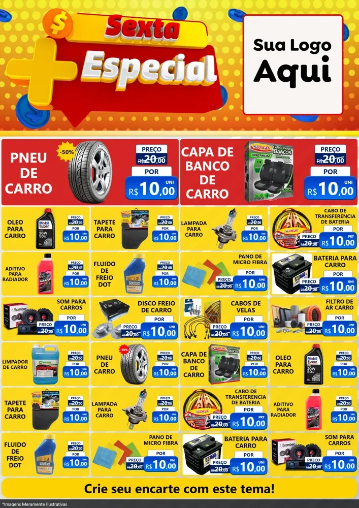 Modelo de Encarte para Encarte A4 Vertical com o tema Sexta Mais Especial para Auto peças
