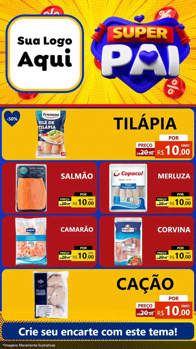 Modelo de TV para TV Vertical com o tema Super Pai para Peixaria