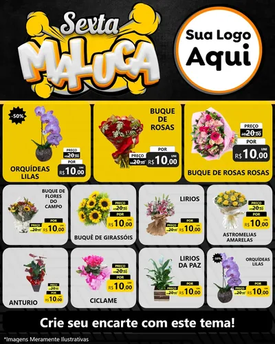 Modelo de Rede Social para Feed Instagram com o tema Sexta Maluca para Floricultura e jardim
