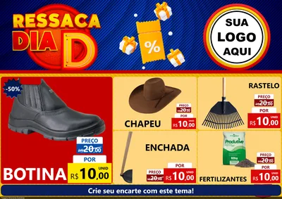 Modelo de Encarte para Encarte A4 Horizontal com o tema Ressaca Dia D para Agropecuária