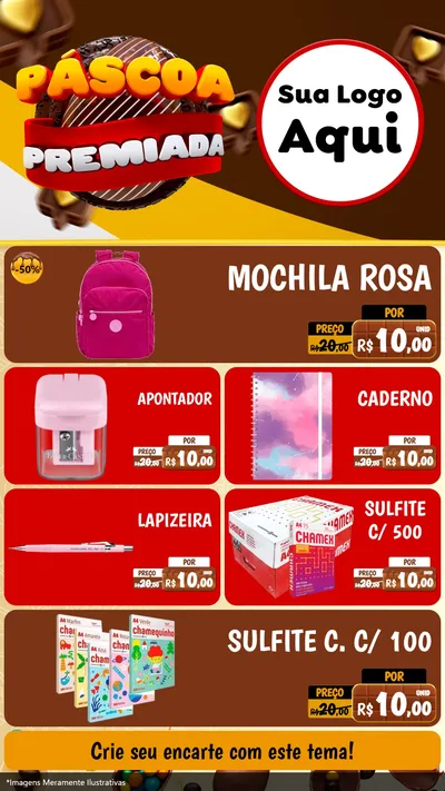 Modelo de TV para TV Vertical com o tema Páscoa Premiada para Papelaria