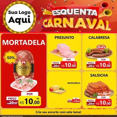 Modelo de Rede Social para Feed Facebook com o tema Esquenta Carnaval para Frios e Laticínios