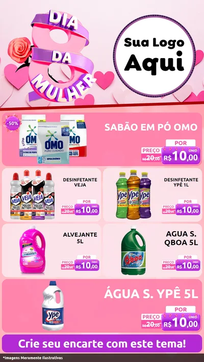 Modelo de TV para TV Vertical com o tema Dia da Mulher para Produtos de Limpeza