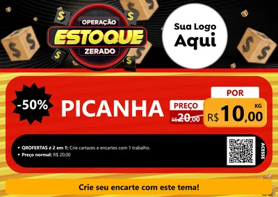 Modelo de Cartaz para Cartaz A4 Horizontal com o tema Operação Estoque Zerado para Açougue