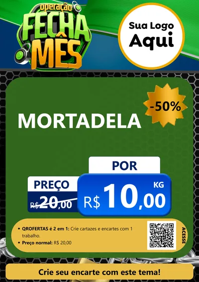 Modelo de Cartaz para Cartaz A4 Vertical com o tema Operação Fecha Mês para Frios e Laticínios