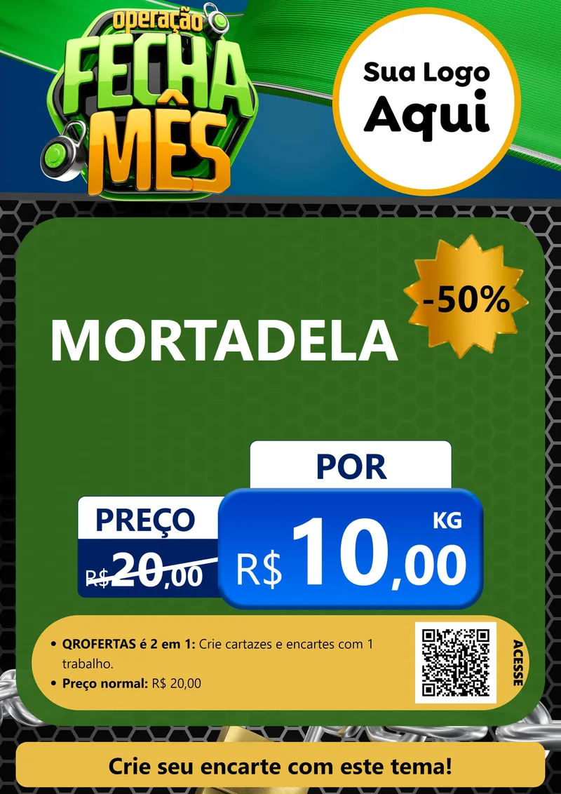 Modelo de Cartaz para Cartaz A4 Vertical com o tema Operação Fecha Mês para Frios e Laticínios