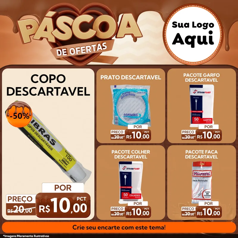 Modelo de Rede Social para Feed Facebook com o tema Páscoa de Ofertas para Embalagens