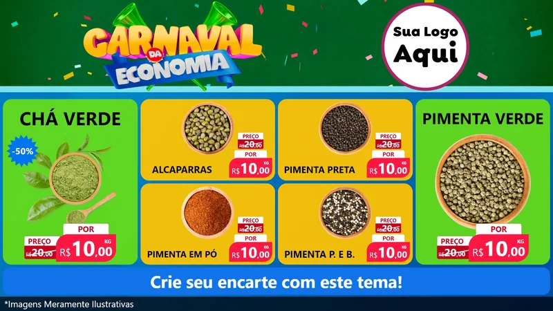 Modelo de TV para TV Horizontal com o tema Carnaval da Economia para Produtos Naturais