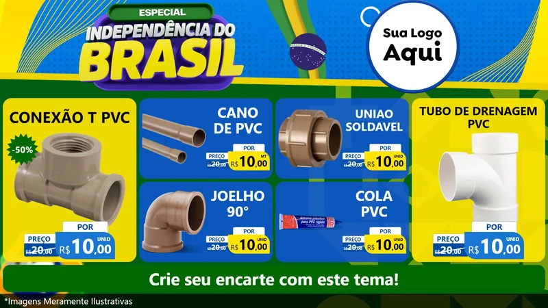 Modelo de TV para TV Horizontal com o tema Especial Independência do Brasil para Tubos e conexões