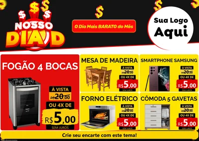 Modelo de Encarte para Encarte A4 Horizontal com o tema Nosso Dia D para Móveis e Eletro