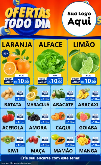 Modelo de Encarte para Encarte Grande com o tema Ofertas Todo Dia para Hortifrúti