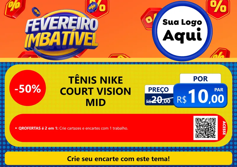 Modelo de Cartaz para Cartaz A4 Horizontal com o tema Fevereiro Imbatível para Calçados